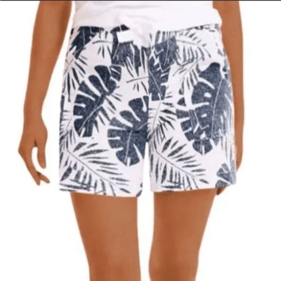 Nautica Linen Blend Palm Print Pocket Shorts. Size XXL New - Picture 1 of 14